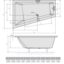 Акриловая ванна 180х120 см L Alpen Triangl 19611