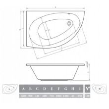Акриловая ванна 140х90 см L Alpen Nevada AVB0014