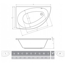 Акриловая ванна 140х90 см L Alpen Nevada AVB0014