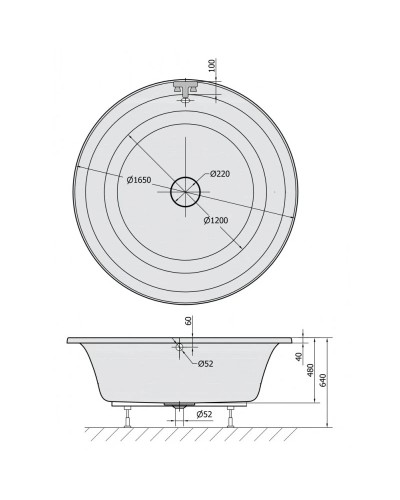 Акриловая ванна 165 см Alpen Oblo 72840