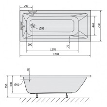 Акриловая ванна 170х70 см Alpen Noemi 71708