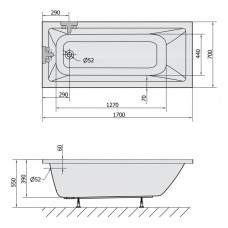 Акриловая ванна 170х70 см Alpen Noemi 71708