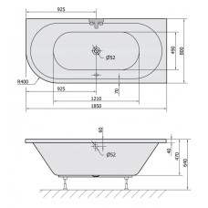 Акриловая ванна 185х80 см R Alpen Viva 72129