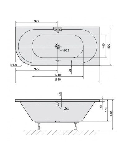 Акриловая ванна 185х80 см R Alpen Viva 72129