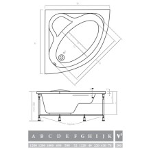 Акриловая ванна 120х120 см Alpen Venus AVY0056