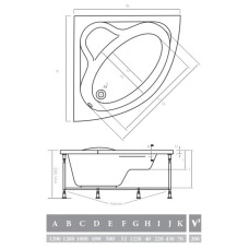 Акриловая ванна 120х120 см Alpen Venus AVY0056