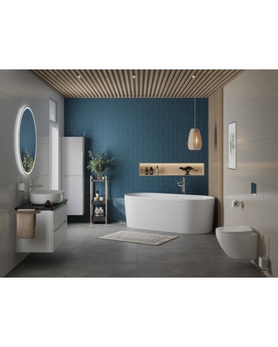 Отдельностоящая овальная акриловая ванна в комплекте со сливом-переливом BelBagno BB411-1700-800