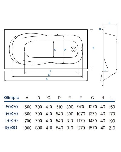 Акриловая ванна Koller Pool Olimpia 160x70 без гидромассажа