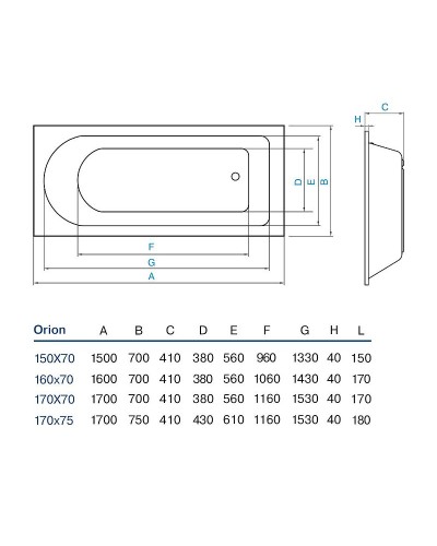 Акриловая ванна Koller Pool Orion 150x70 без гидромассажа