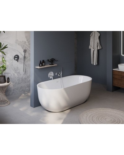 Отдельностоящая, овальная акриловая ванна в комплекте со сливом-переливом BelBagno BB706-1700-770