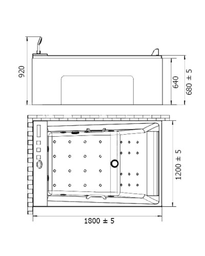 Акриловая ванна Orans 120x180 L 65105l0 с гидромассажем