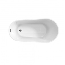 Отдельностоящая, полукруглая акриловая ванна в комплекте со сливом-переливом BelBagno BB704-1700-800-K