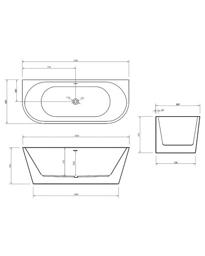 Акриловая ванна Abber AB9216-1.5 150х80 без гидромассажа