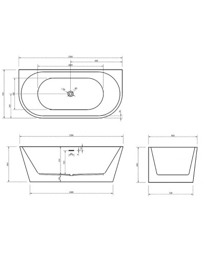Акриловая ванна Abber AB9216-1.7R 170х80 без гидромассажа