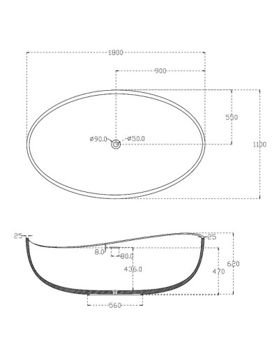 Акриловая ванна Abber AB9239 180х110 без гидромассажа