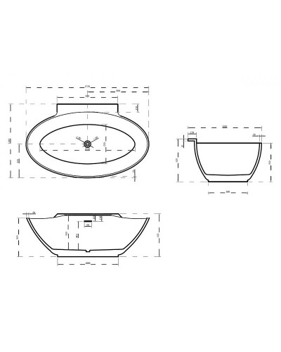 Акриловая ванна Abber AB9237 172х103 без гидромассажа