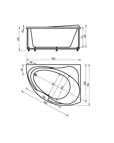 Акриловая ванна 158х119 см левая Aquatek Альтаир ALT160-0000005