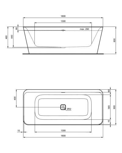 Свободностоящая акриловая ванна 180х80 см Ideal Standard Tonic II E398101