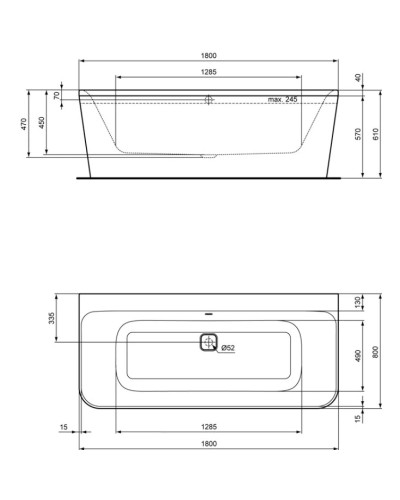 Акриловая ванна 180х80 см Ideal Standard Tonic II E399601