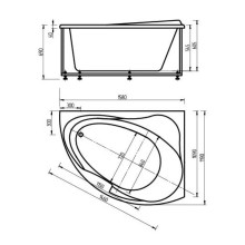 Акриловая ванна 158х119 см правая Aquatek Альтаир ALT160-0000008