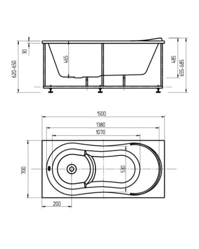Акриловая ванна 150 см Aquatek Афродита AFR150-0000006