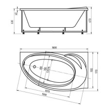 Акриловая ванна 160х97 см левая Aquatek Бетта BET160-0000055