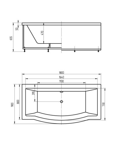 Акриловая ванна 180х90 см Aquatek Гелиос GEL180-0000085