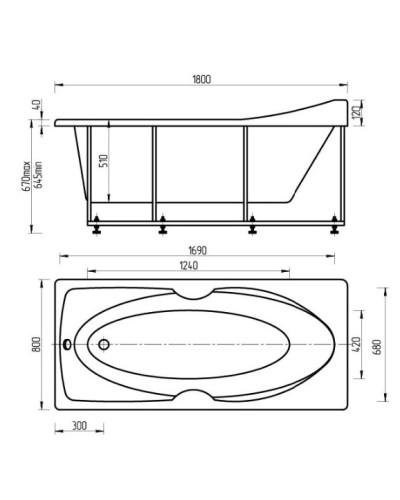 Акриловая ванна 180х80 см Aquatek Европа