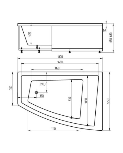 Акриловая ванна 180х125 см левая Aquatek Оракул ORK180-0000008
