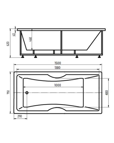 Акриловая ванна 150х75 см Aquatek Феникс-150 FEN150-0000031