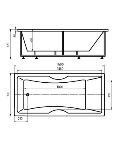 Акриловая ванна 160х75 см Aquatek Феникс-160 FEN160-0000006