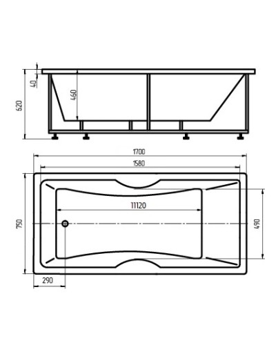 Акриловая ванна 170х75 см Aquatek Феникс-170 FEN170-0000006