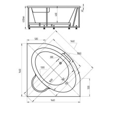 Акриловая ванна 146х146 см Aquatek Калипсо KAL146-0000004