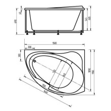 Акриловая гидромассажная ванна 158х119 см правая пневматическое управление премиум форсунки Aquatek Альтаир
