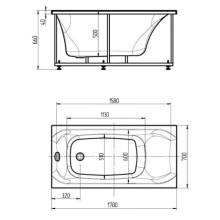 Акриловая гидромассажная ванна 170х70 см пневматическое управление плоские форсунки Aquatek Альфа-170