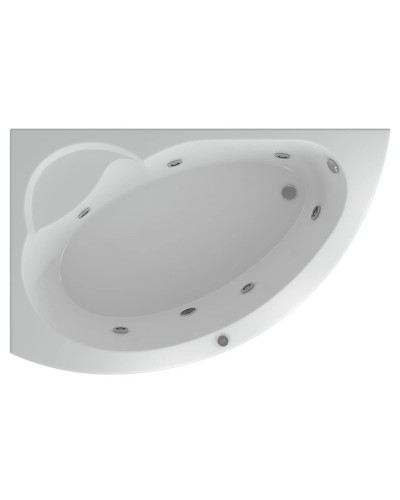 Акриловая гидромассажная ванна 170х110 см левая пневматическое управление плоские форсунки Aquatek Аякс 2