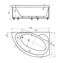 Акриловая гидромассажная ванна 170х110 см правая пневматическое управление плоские форсунки Aquatek Аякс 2