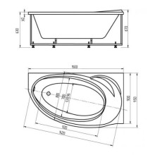 Акриловая гидромассажная ванна 150х95 см правая пневматическое управление плоские форсунки Aquatek Бетта-150