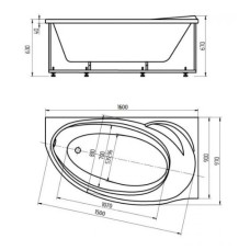 Акриловая гидромассажная ванна 160х97 см левая пневматическое управление стандартные форсунки Aquatek Бетта-160