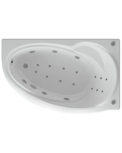 Акриловая гидромассажная ванна 160х97 см правая пневматическое управление плоские форсунки Aquatek Бетта-160