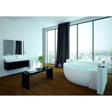 Акриловая гидромассажная ванна 170х97 см правая пневматическое управление премиум форсунки Aquatek Бетта-170