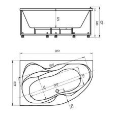 Акриловая гидромассажная ванна 170х105 см левая пневматическое управление стандартные форсунки Aquatek Вега-170