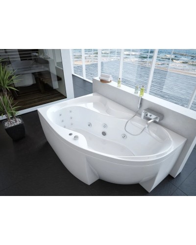 Акриловая гидромассажная ванна 170х105 см левая пневматическое управление плоские форсунки Aquatek Вега-170