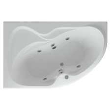 Акриловая гидромассажная ванна 170х105 см левая пневматическое управление плоские форсунки Aquatek Вега-170