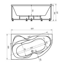 Акриловая гидромассажная ванна 170х105 см правая пневматическое управление стандартные Aquatek Акватек Вега-170