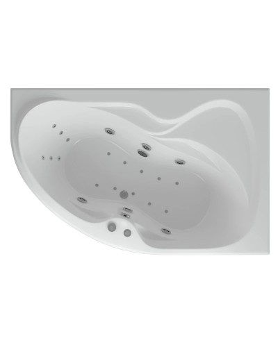 Акриловая гидромассажная ванна 170х105 см правая пневматическое управление плоские форсунки Aquatek Вега-170