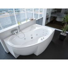 Акриловая гидромассажная ванна 170х105 см правая пневматическое управление премиум форсунки Aquatek Вега-170