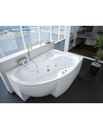 Акриловая гидромассажная ванна 170х105 см правая пневматическое управление премиум форсунки Aquatek Вега-170