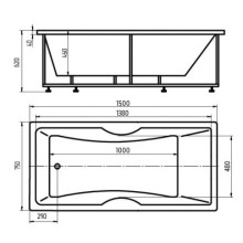 Акриловая гидромассажная ванна 150х75 см пневматическое управление стандартные форсунки Aquatek Феникс-150