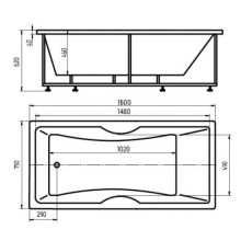 Акриловая гидромассажная ванна 160х75 см пневматическое управление стандартные форсунки Aquatek Феникс-160
